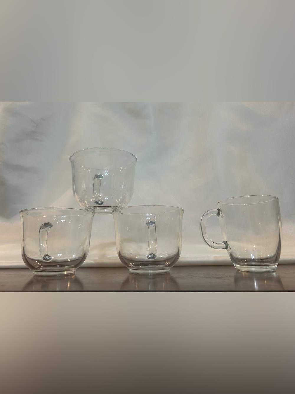 Glass Tea Coffee Cups Mugs Set of 4 Clear 16oz 12 oz